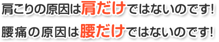 肩こりの原因は肩だけではないのです!腰痛の原因は腰だけではないのです!